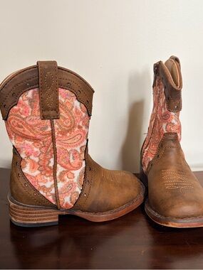 Roper Toddler Western Boots – Size 5 – Brown & Pink Paisley